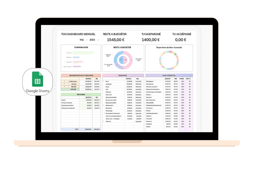 Aperçu du Dashboard Budget sur Google Sheets