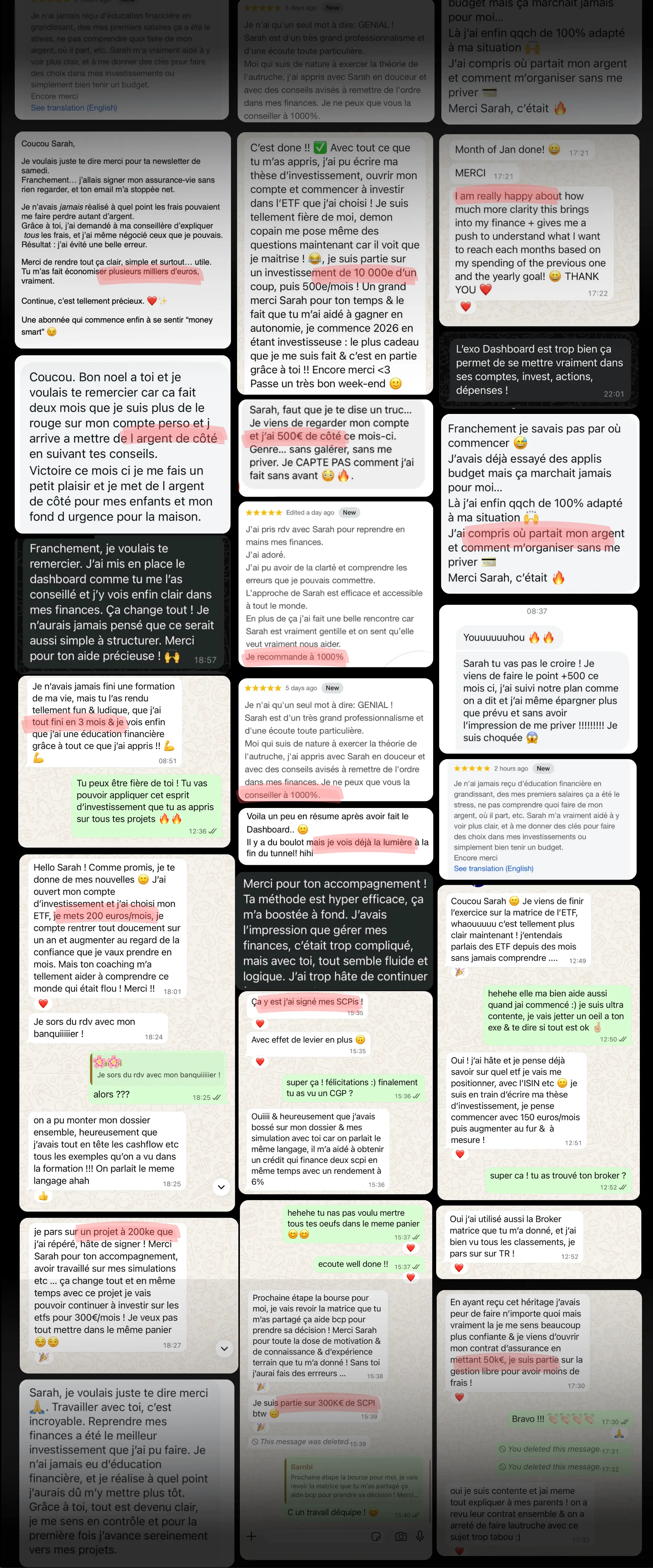 Messages WhatsApp des élèves de Mon Éducation Financière